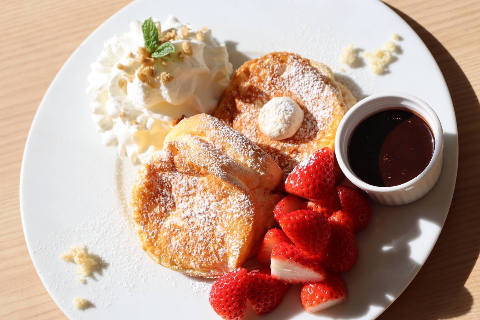 当店で楽しめる自慢のパンケーキ！