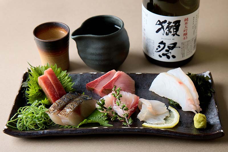 お刺身盛り合わせ6種と獺祭セット