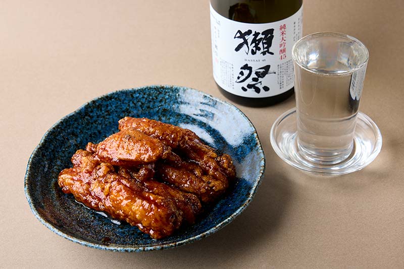 手羽唐と獺祭セット