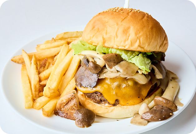 マッシュルームチーズバーガー